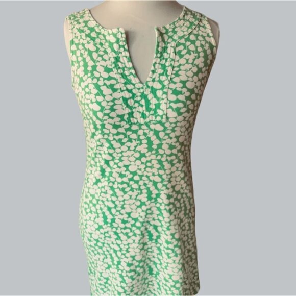 NEW YORK & COMPANY LADIES SLEEVELESS MINI VNECK GREEN WHITE DRESS SIZE XS - Picture 1 of 7